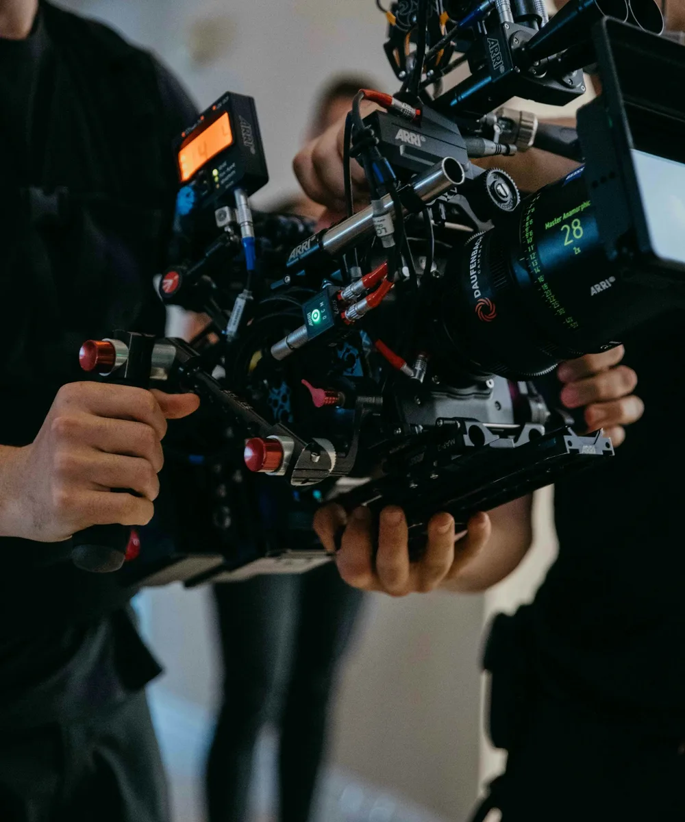 Camera equipment in a considered filming setup